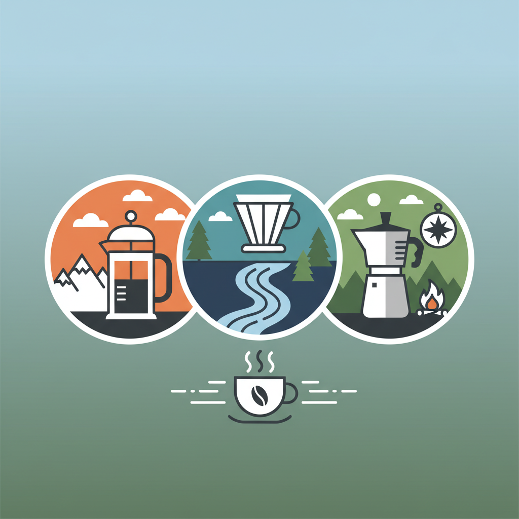 Illustration for Mastering Outdoor Brews: A Comprehensive Comparison of Portable Coffee Methods for Adventurers