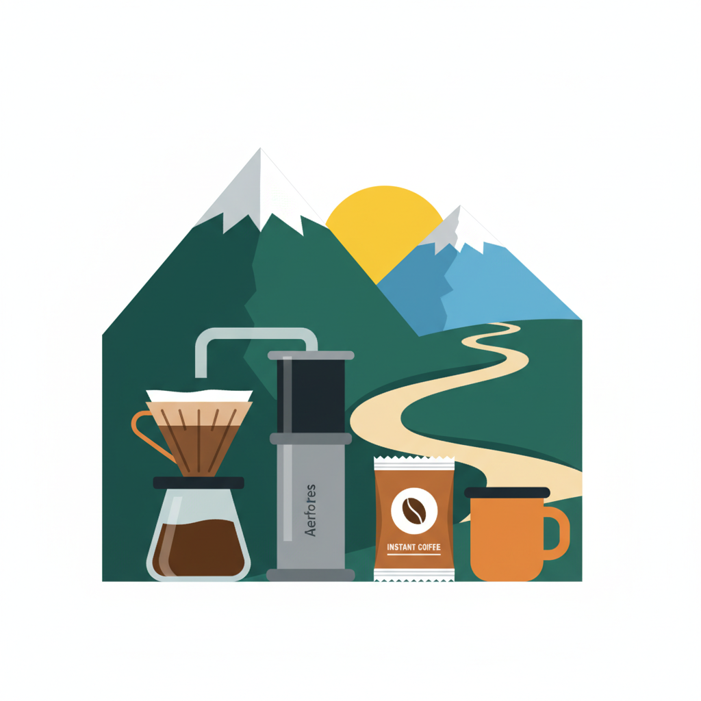 Illustration for Mastering Trailside Brews: Portable Pour-Over, AeroPress, and Instant Coffee for Day Hikes
